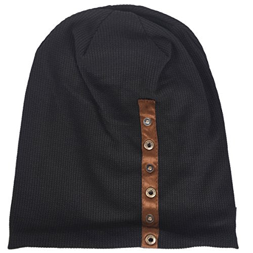 Mens Slouchy Beanie Oversize Knit Skull Cap Long Baggy Hat - color: 020black