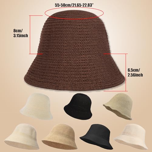 Eigso Womens Mesh Woven Bucket Hats Summer Outdoor Beach Straw Bucket Hat for Woman Packable Beach Hat - color: A2 : Beige