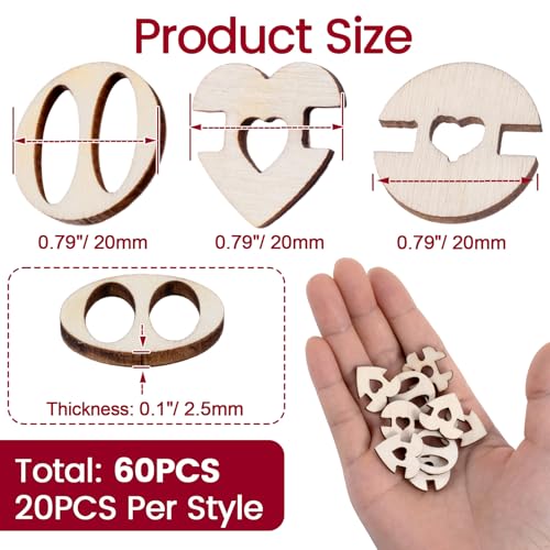 60pcs Wooden Hat Pom Poms Buttons, 3 Styles Removable Knitted Hat Button, Faux Fur Fastener Sewing Accessories for Crochet Knitting Beanies- Light Brown - color: Light Brown-3 Styles-60pcs