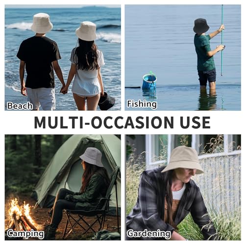 NPQQUAN Reversible Bucket Hats for Men Woman Packable Foldable Sun Hats for Women - color: White/Pink(reversible)