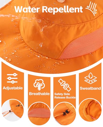 Home Prefer UPF50+ Mens Sun Hat Wide Brim Fishing Hat for Men UV Protection Womens Beach Bucket Hat for Golf Hiking Gardening - color: Orange