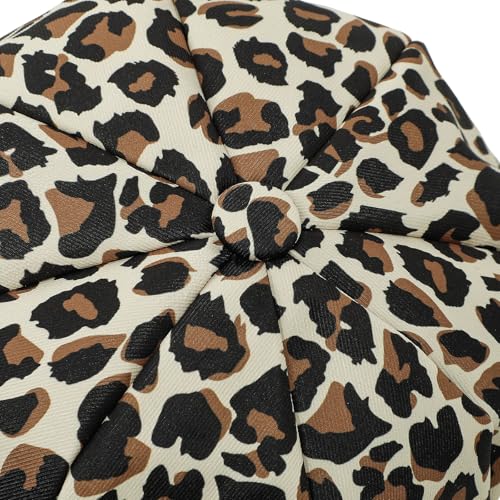 Newsboy Cabbie Baker boy hat Beret Cap for Women Pageboy Visor Paperboy Hat Sailor Fiddler Hat Adjustable - color: Leopard Beige