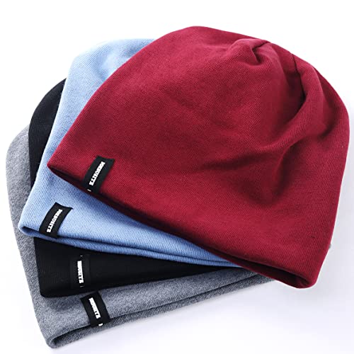 VECRY Mens Slouchy Beanie Knit Skull Cap Long Baggy Hip-hop Winter Summer Hat B305 - color: Solid Black, size: Large