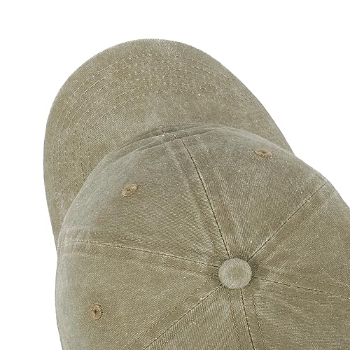 HH HOFNEN Baseball Cap Washed Cotton Unstructured Vintage Hat for Men Women - color: #1dark Khaki
