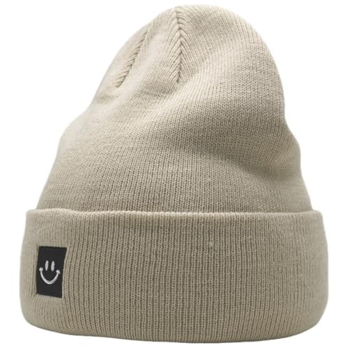 55cube Unisex Winter Beanie Hats Warm Thick Knit Cuffed Skullcaps - color: Off-white