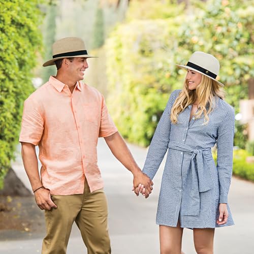 Unisex Palm Beach Fedora, Medium-Large or XL, Packable, UPF 50+, Adjustable - color: Beige, size: Large-X-Large