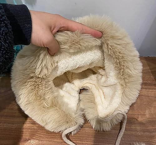 Winter Pompom Beanie Hats Women Knit Womens Beanie Faux Fur Crochet Skull Cap Warm Bucket Outdoor Ear Cover - color: White