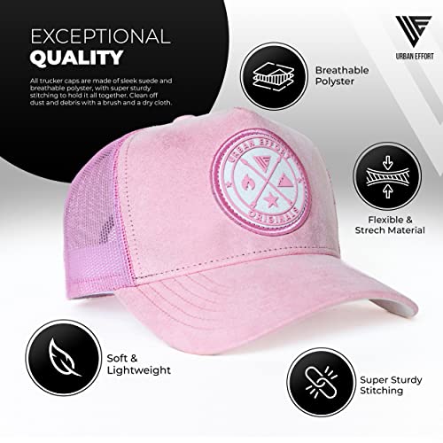 Urban Effort Trucker Hat for Men & Women, Mesh Back Baseball Cap, 5 Panel - color: Pink, style: Mesh Back