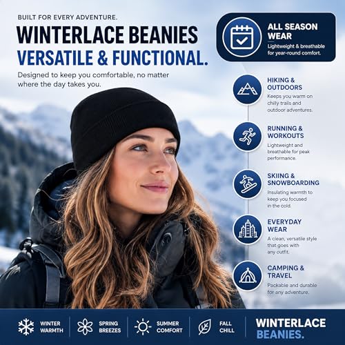 Thick Winter Beanie for Men Women Stretchy Thermal Knit Premium Cuffed Hat Skull Cap Toboggan - color: Black & Gray (2-pack)