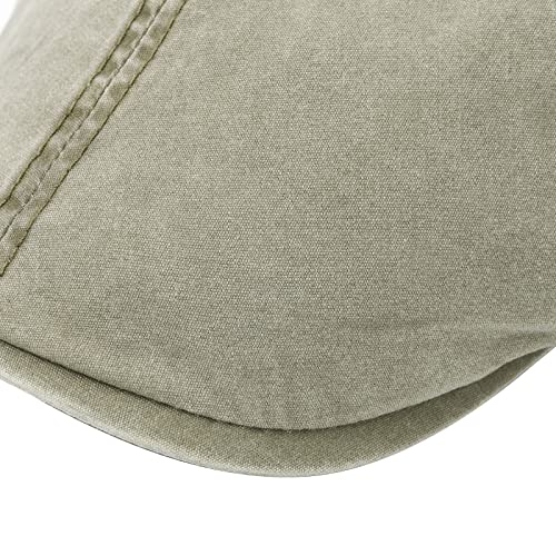 VOBOOM Cotton Washing Flat Cap Cabbie Hat Gatsby Ivy Irish Hunting Newsboy - color: Washed Khaki
