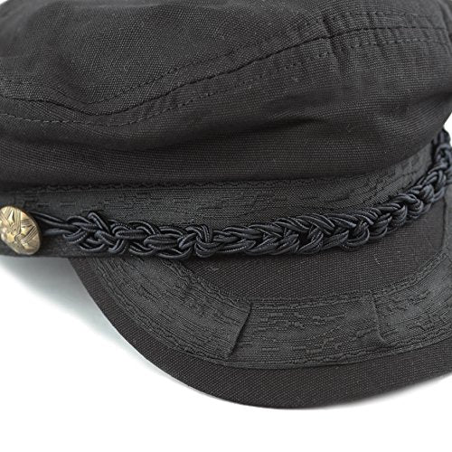 The Hat Depot Unisex Cotton Yachting Style Sailing Greek Fisherman Cap hat - color: Black, size: Large-X-Large