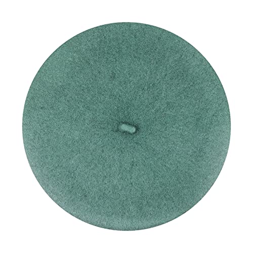 Gllutt Women Wool Beret Hat French Style Solid Color - color: Blue Green