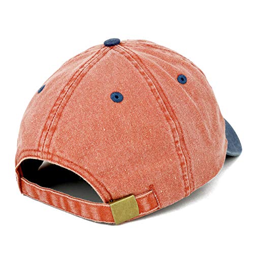 Trendy Apparel Shop Orange Patch Pigment Dyed Washed Two Tone Baseball Cap - color: Orange Navy