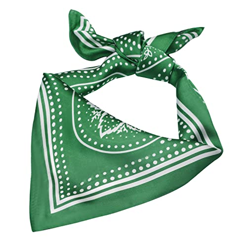 VANLINKER 27.5 Inches Silk Head Scarf for Women Men Vintage Bandanas Satin Hair Scarf Silk Wrap Neck Square Scarves VL9549 - color: C9 Grass Green