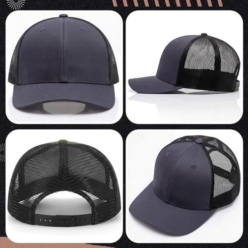 4 Pack Mens Trucker Hat Baseball Cap Adjustable Breathable Mesh Golf Hat Side Durable for Men Woman - color: Dark Gray, Coffee, Black, Light Greenish Gray
