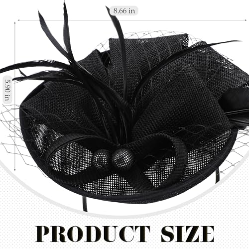 Zinniday Fascinator Tea Party Hat - 2026 Derby Pillbox Kentucky Hat for Women (7.87x5.9inch) - color: Black