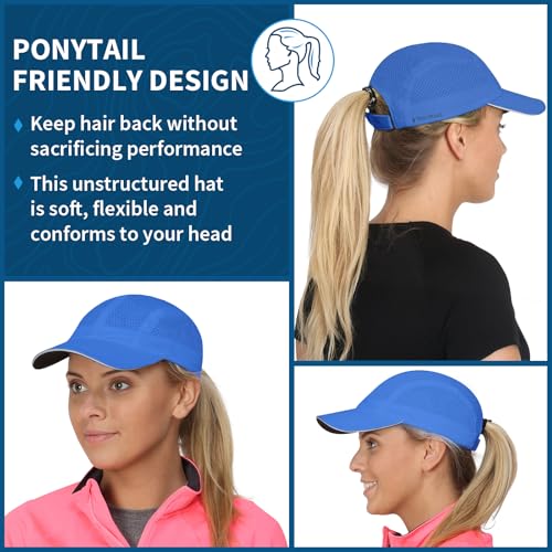 TrailHeads Women's Race Day Running Hat, Sports Cap with Reflective Trim - color: Cool Blue
