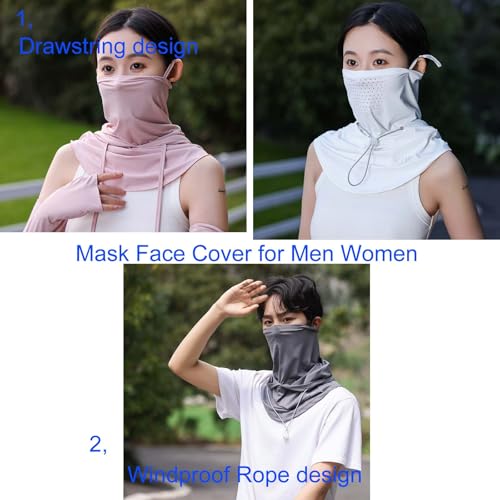 Summer Balaclava Hat Face Mask with Neck Guard UV Protection Full Head Mask for Men Women Fishing Cycling - color: Pink-a