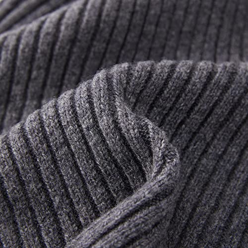 100% Merino Wool Cuff Beanie Hat, Unisex Warm Winter Caps Soft, Breathable & Cozy Stretchy Knitted Cuffed Cap - color: Grey