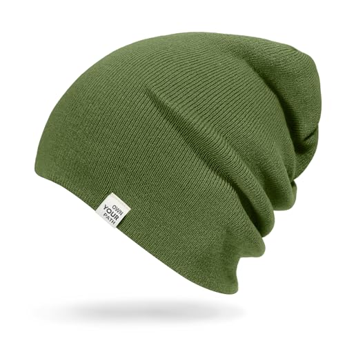 CLAPE Cuff Rolled Beanie for Men Women, Soft Knit Winter Hat Double-Layer Warm Ski Skull Cap Stretch Fit - color: Clkh02-green
