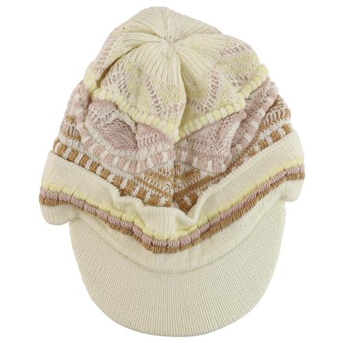 Armycrew Rasta Jamaica Style Thick Acrylic Knit Cuff Beanie Visor - color: Cream Khaki