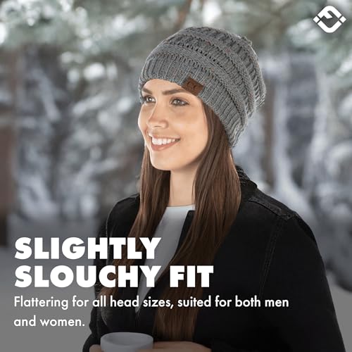 Funky Junque Adult Winter Beanie Slouchy Knit Skull Cap - color: Dove Grey - Confetti