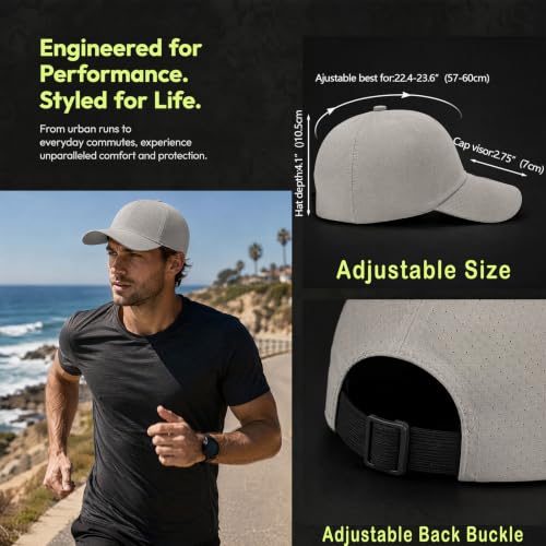 Quick Dry Baseball Cap with Adjustable Strap - color: Light Grey