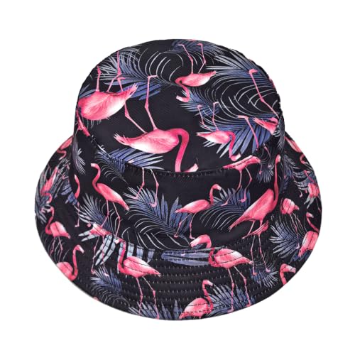 Quanhaigou Bucket Hats Unisex Summer Travel Beach Fisherman Cap for Men Women Teens - color: Flamingo Leaf