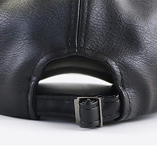 Mens Ivy Cap PU Leather Newsboy Hat Adjustable Beret Caps Classic Golf Flat Cap Gatsby Driving Fishing Hat - color: Coffee 3