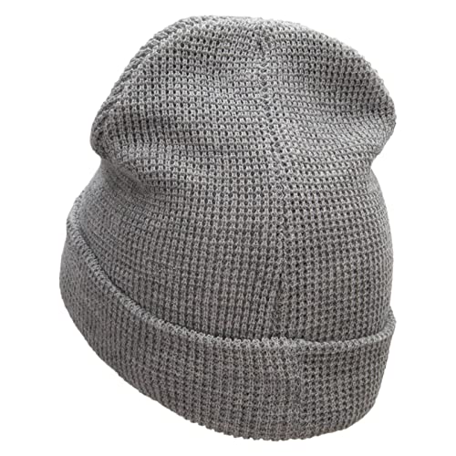 Waffle Knit Cuff Beanie - color: Heather Grey