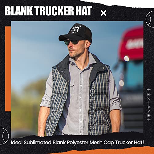 Tarpop 10 Pcs Sublimation Blank Trucker Hats Bulk - color: Black