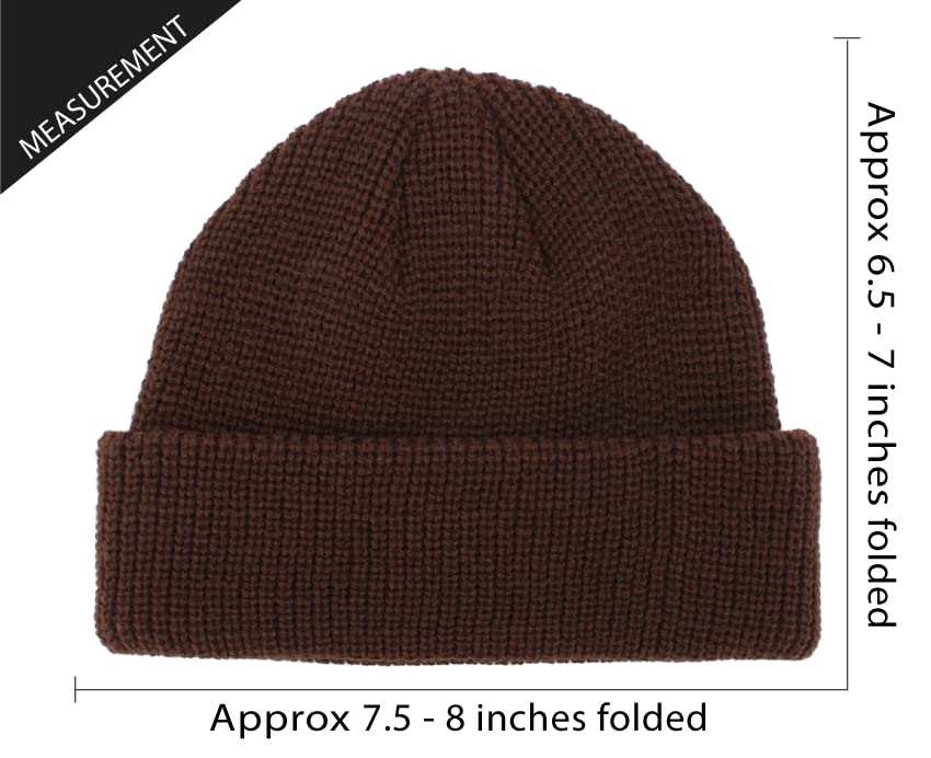 Fisherman Short Beanie Leon Roll up Trawler Classic Skullcap Hipster Beanie Warm Winter Hats Acrylic Ribbed Knit Cuff Daily - color: Brown Fisherman Beanie
