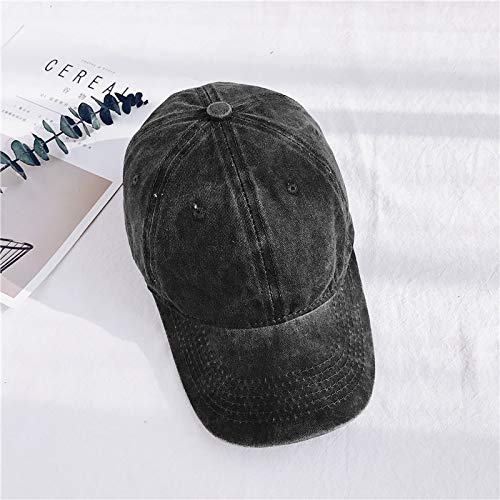 HH HOFNEN Baseball Cap Washed Cotton Unstructured Vintage Hat for Men Women - color: #1 Black