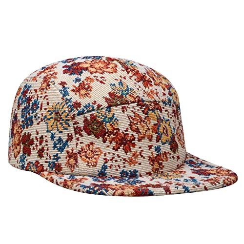 5 Panel Camper Hat | Multi-Color Unique Designs | Caps for Men & Women | Large or X-Large - color: Floral Beige, size: 7 1/4-7 3/8