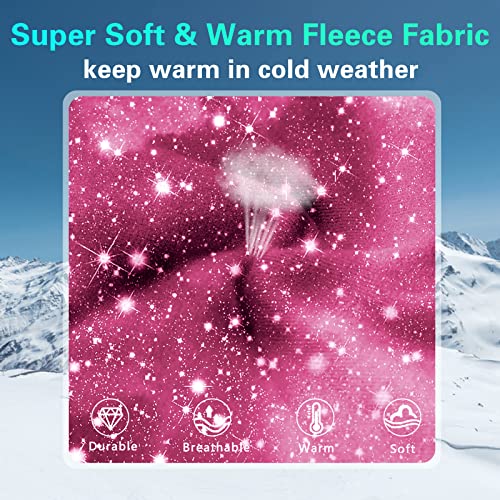 GoxRunx Kids Balaclava Ski Mask,Fleece Face Mask Neck Warmer for Boys Girls,Windproof Face Cover for Cold Weather - color: Pink Starry Sky