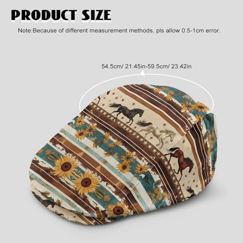 Mens Womens Newsboy Flat Cap Beret Hat Ivy Irish Gatsby Driving Cabbie Hat Lightweight Summer for Golf - color: Aztec Tribe Sunflower