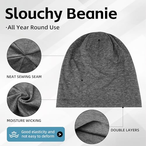 Women's Slouchy Beanie Hat Chemo Caps Cancer Headwear Hats Turban Baggy Sleeping Cap Boho Hats - color: 2pcs Black Gray