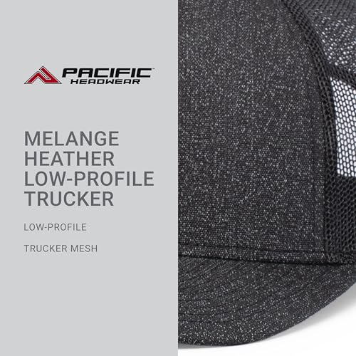 Pacific Headwear Melange Heather Low-Profile Trucker - color: Black Heather/Black/Black Heather