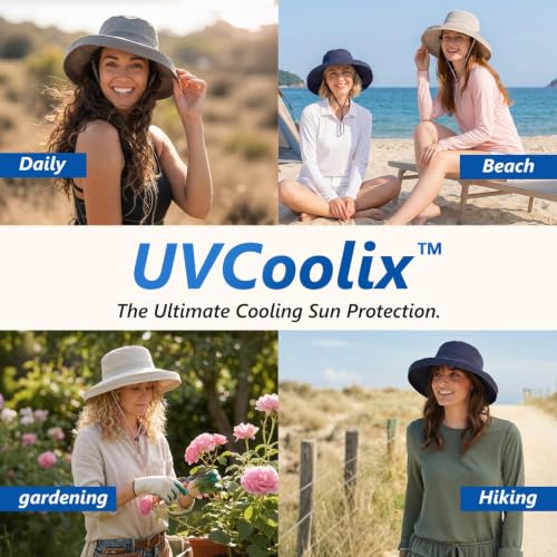 TOP-EX UVCoolix Women's UPF 50+ Wide Brim Cooling Sun Hat - color: Grey, size: X-Large