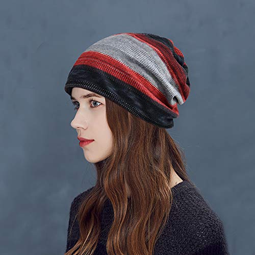 XYIYI Womens Chemo Headwear Hats Cotton Slouchy Beanie Cap Scarf - color: 2pcs Stripe-d