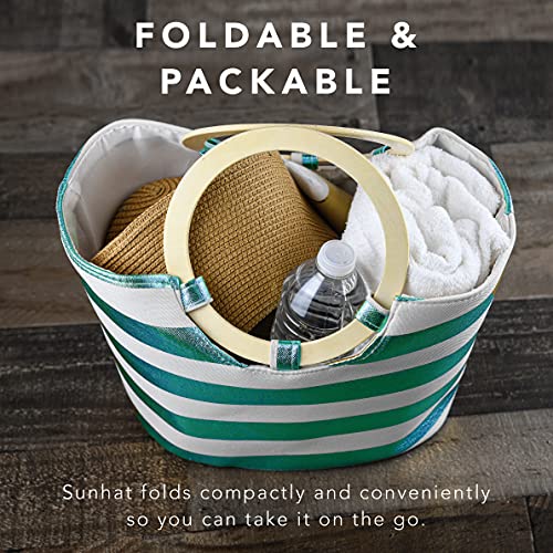 Women Floppy Sun Hat with Wide Brim—Foldable Roll-Up Straw Beach Hat UPF 50 - color: Ivory, size: Medium