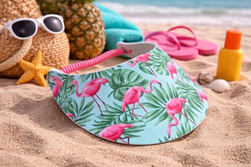 Women's Beautiful Designs Lightweight Packable Foam Visor for Sun Protection and Outdoor Activities - color: Flamingos 4