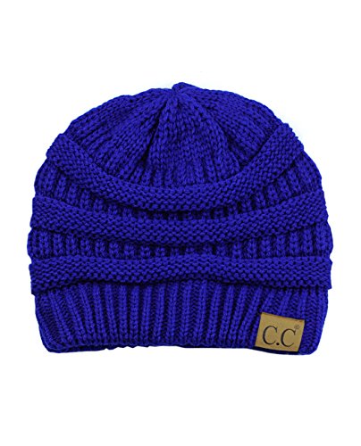 C.C Trendy Warm Chunky Soft Stretch Cable Knit Beanie - color: Royal