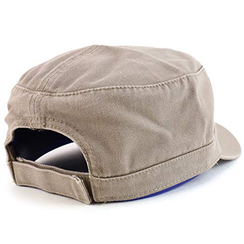 Trendy Apparel Shop Cotton Army Cap Military Flat Top Adjustable Baseball Cap - color: Dark Khaki