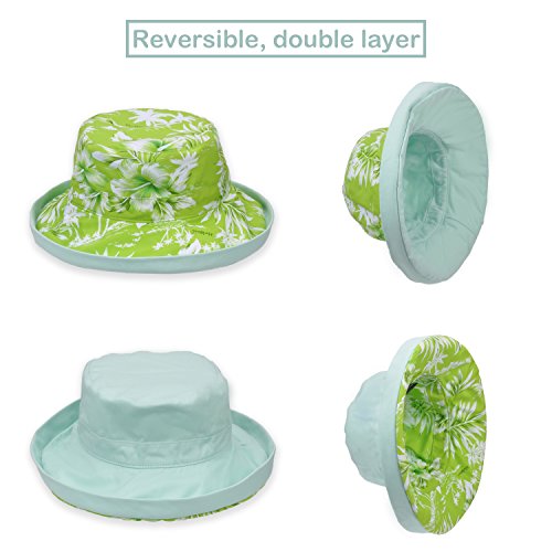 Women's Wide Brim Sun Protection Hats with Flap Neck Cover for Traveling Hiking Safari Boating Driving Gardening - color: Hawaii Green