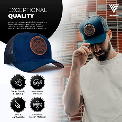 Urban Effort Trucker Hat for Men & Women, Mesh Back Baseball Cap, 5 Panel - color: Dark Blue, style: Mesh Back