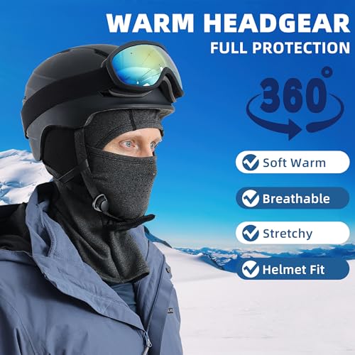 Winter Balaclava Ski Mask for Men Women Thermal Face Mask Breathable Face Cover for Cold Weather Motorcycle Snowboard - color: E2-dark Grey(breath Hole)
