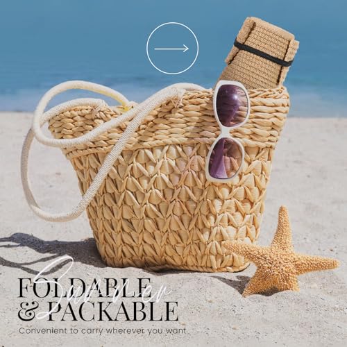 Beach Sun Straw Hats for Women, UPF 50+ UV Sun Protection Summer Straw Hat - color: 12cm - Khaki