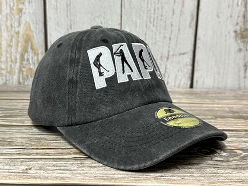 Embroidered Baseball Caps for Men and Women - color: Golf Papa (Washed Black)