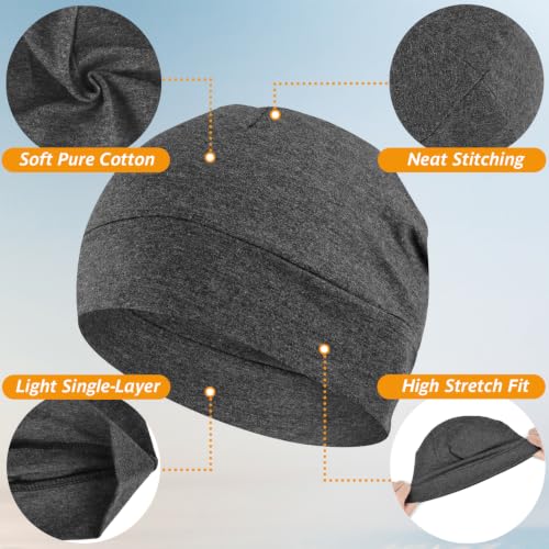 Headshion 100% Cotton Skull Caps Beanie Sleeping Hats for Men Women - color: Black & Grey